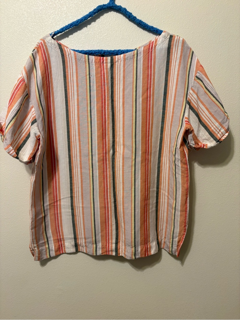 a new day Striped Short Sleeve Top - Orange, White, yellow